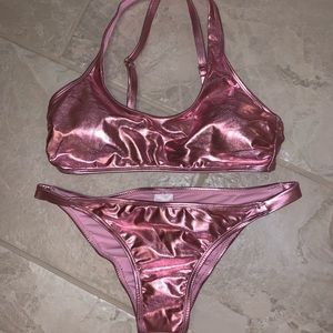 Pink Metallic Bikini Set